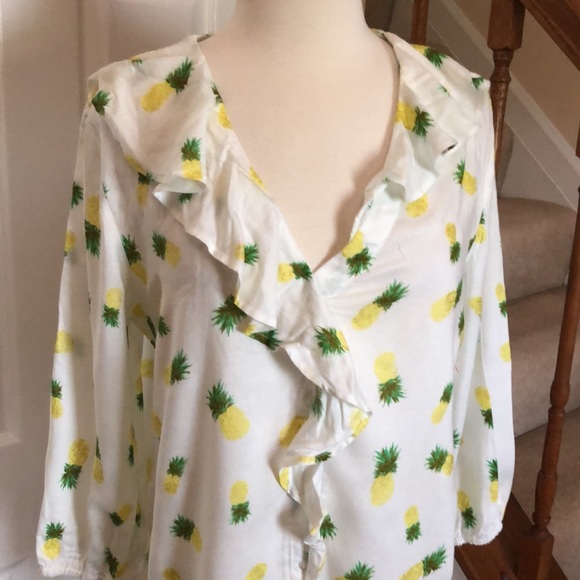 Truly 4 you pineapple ruffle button down top - Picture 2 of 7